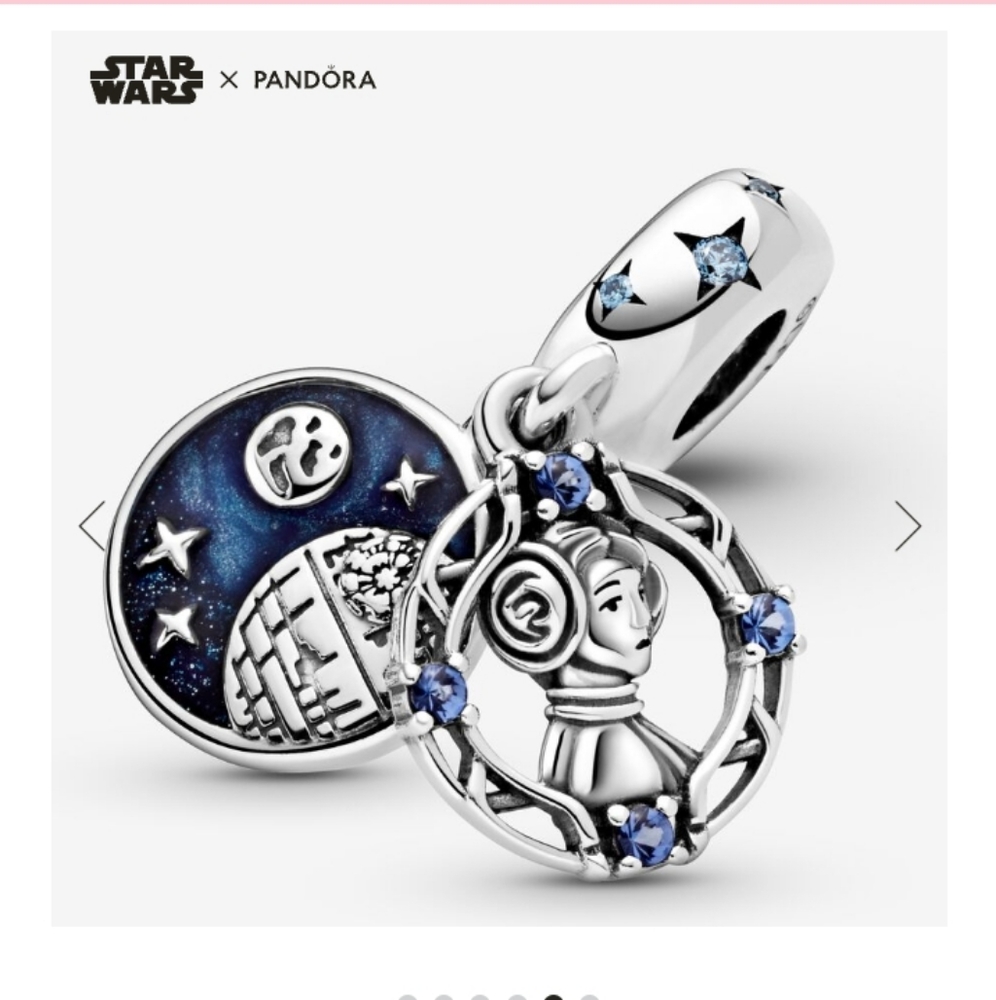 Brand new PANDORA Star Wars Princess Leia Double Dangle Charm